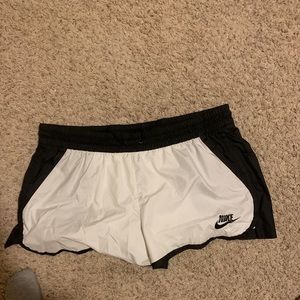 White and black nike shorts